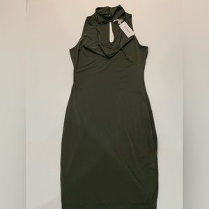 NWT Guess Bodycon/Fitted Olive Green Dress With Slight Sheen - Sz Medium